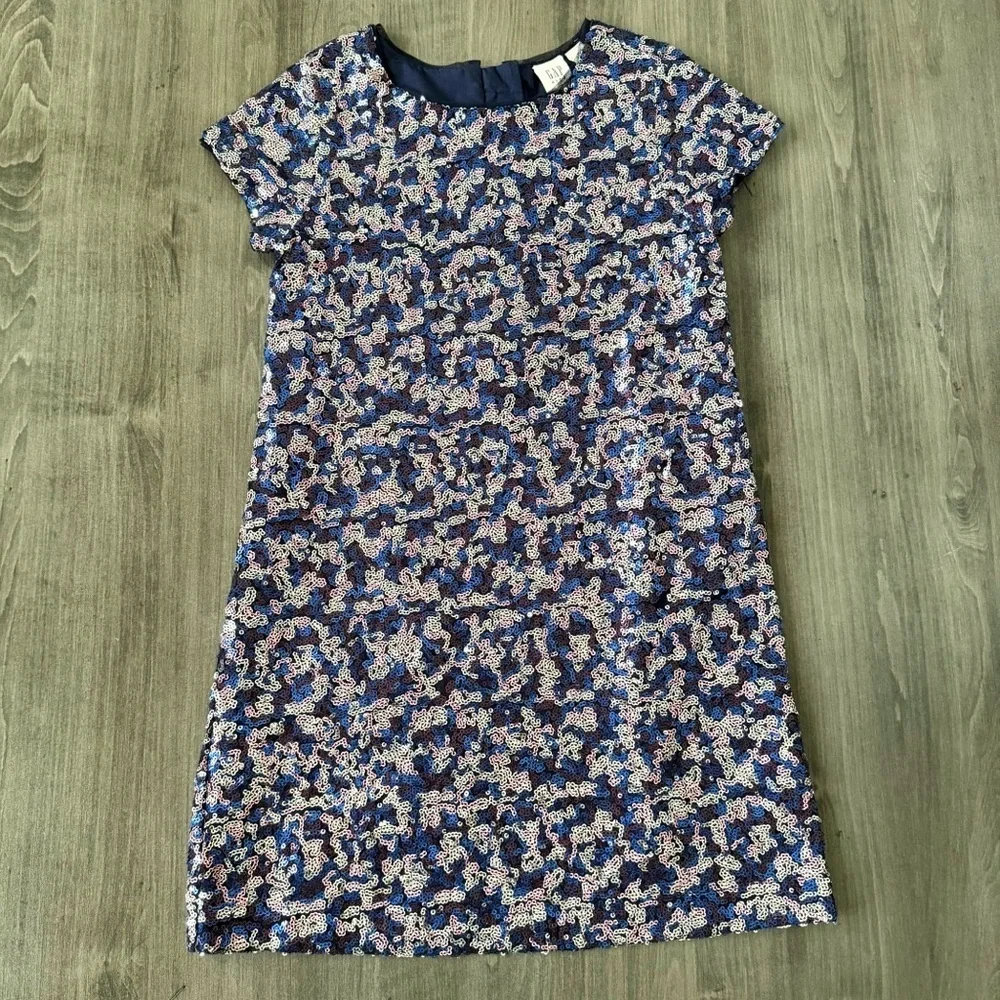 Gap girls multicolored sequins short sleeve party dress size S 6/7